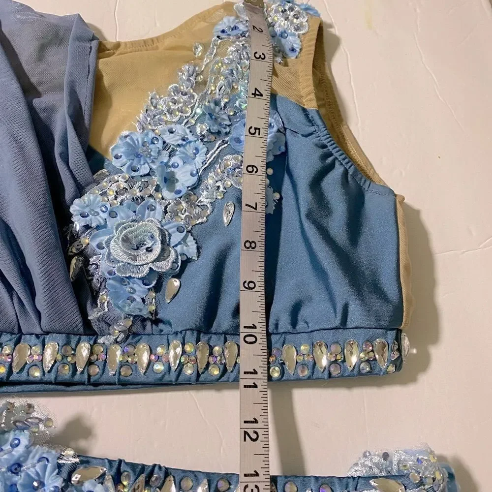 Rare Glamour competition solo dance costume blue 2 piece lyrical MA-Medium adult
